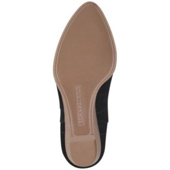 LUCKY BRAND Womens Black Goring Wafael Almond Toe Wedge Leather Booties 8.5 M - Picture 4 of 4